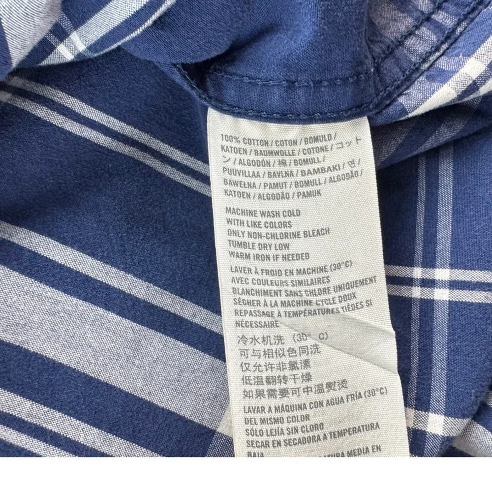 Hollister Big‎ Boys Blue Plaid Western Pearl Snap Long Sleeve Shirt Medium